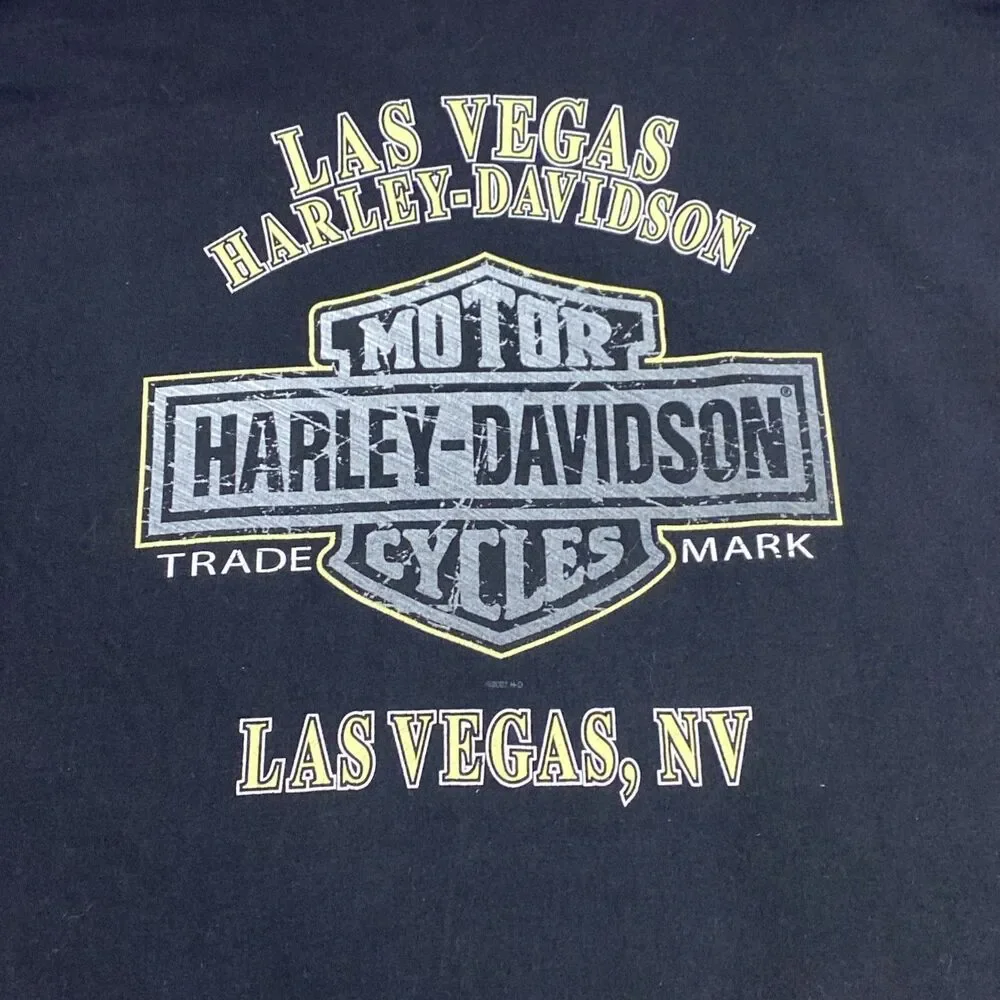 Vintage 00s Harely Davidson Motorcycles America Flag Eagle T-Shirt Size XL Vegas - Picture 8 of 8